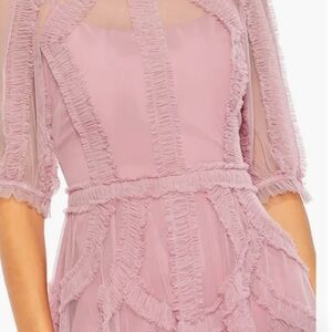 Mac Duggal Pink Ruffle Midi Plus Size Dress